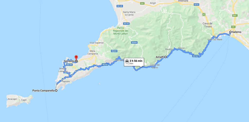 amalfi coast italy map