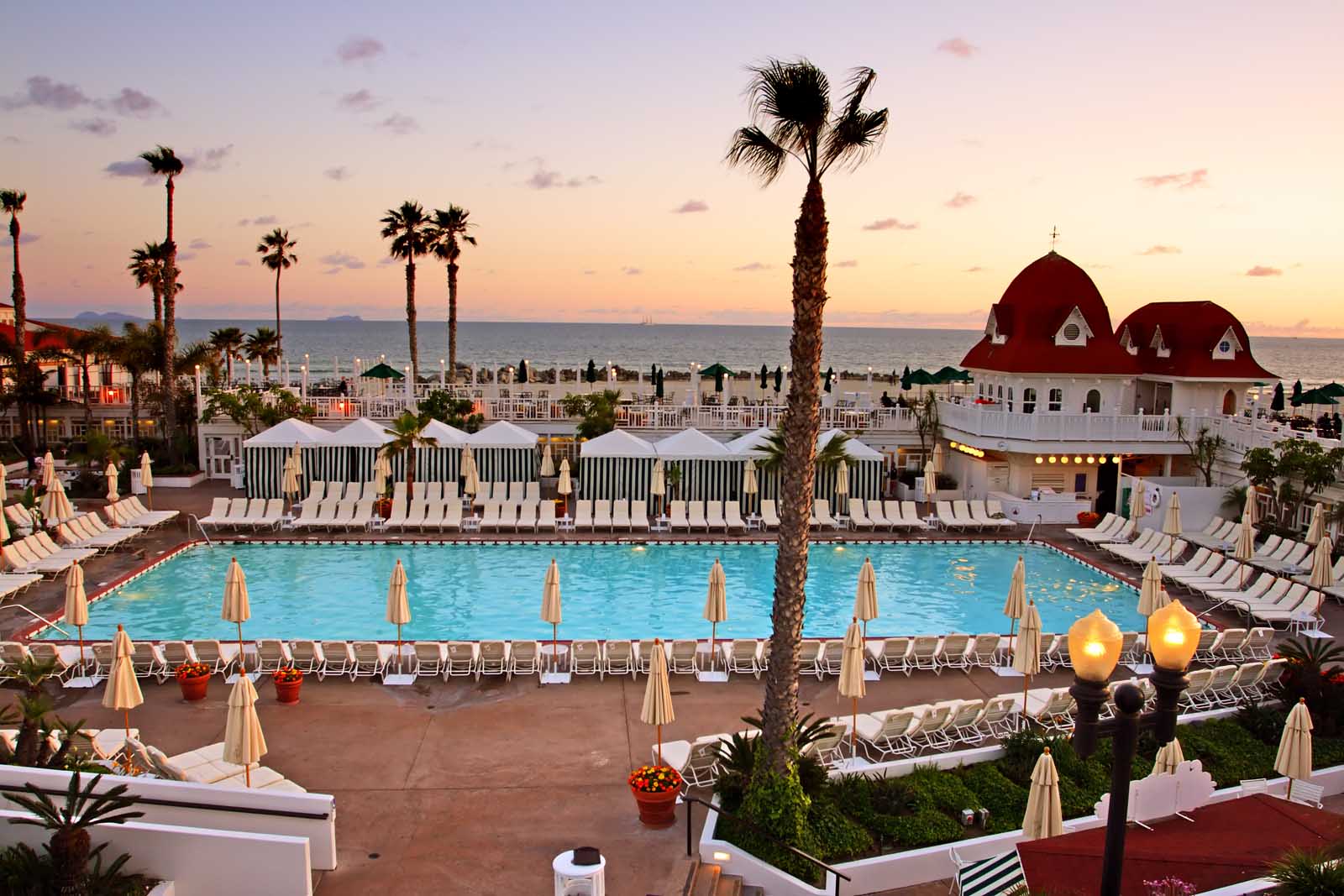 sunset view from Hotel del Coronado, San Diego, USA