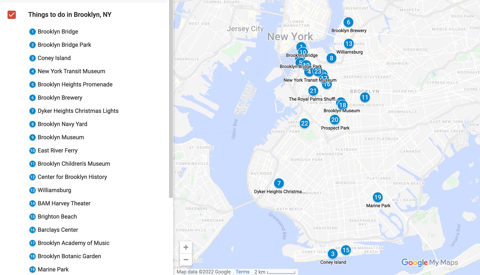 the best things to do in Brooklyn NY Map