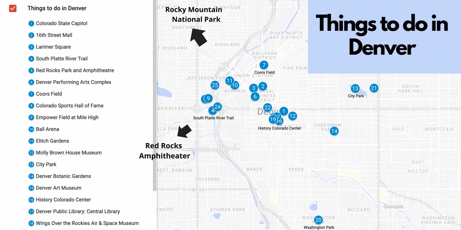 best things to do in denver map