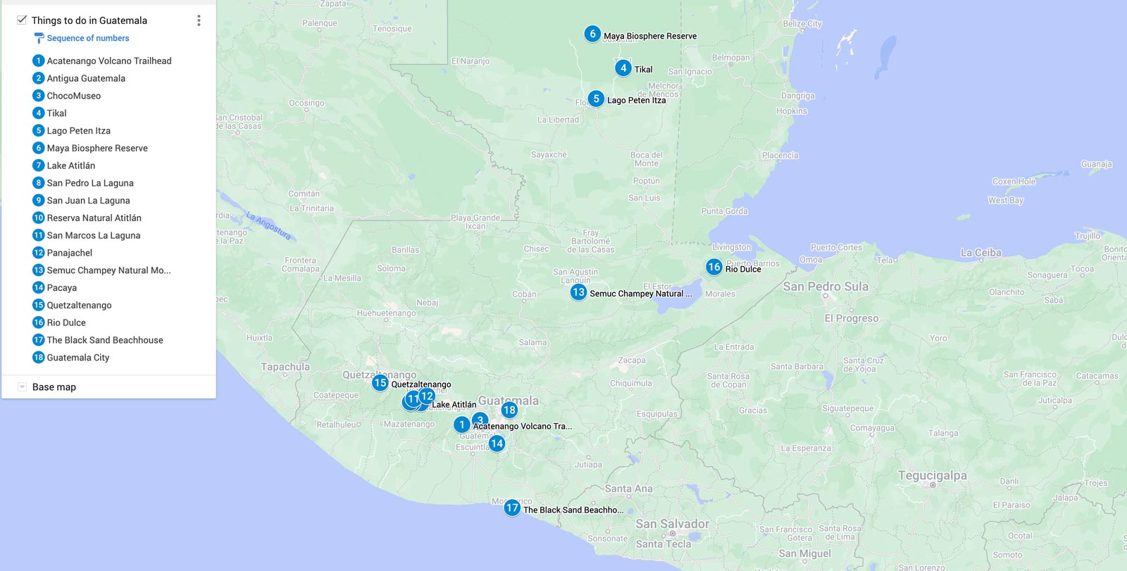 best things to do in guatemala map
