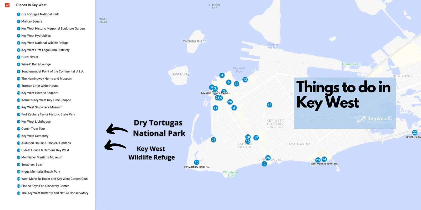 map of things to do in key west florida
