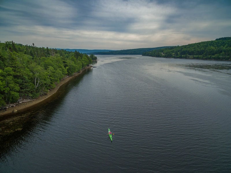 north river kayak drone shot