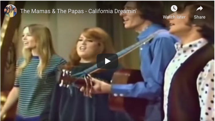 travel songs | california dreaming mamas and papas