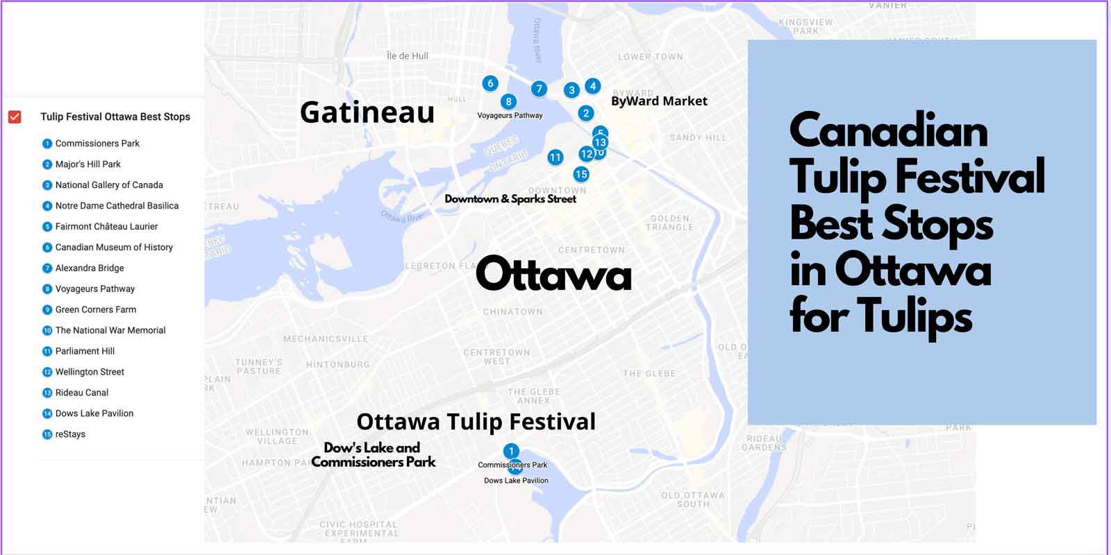 Canadian Tulip festival in ottawa where to photograph tulips map