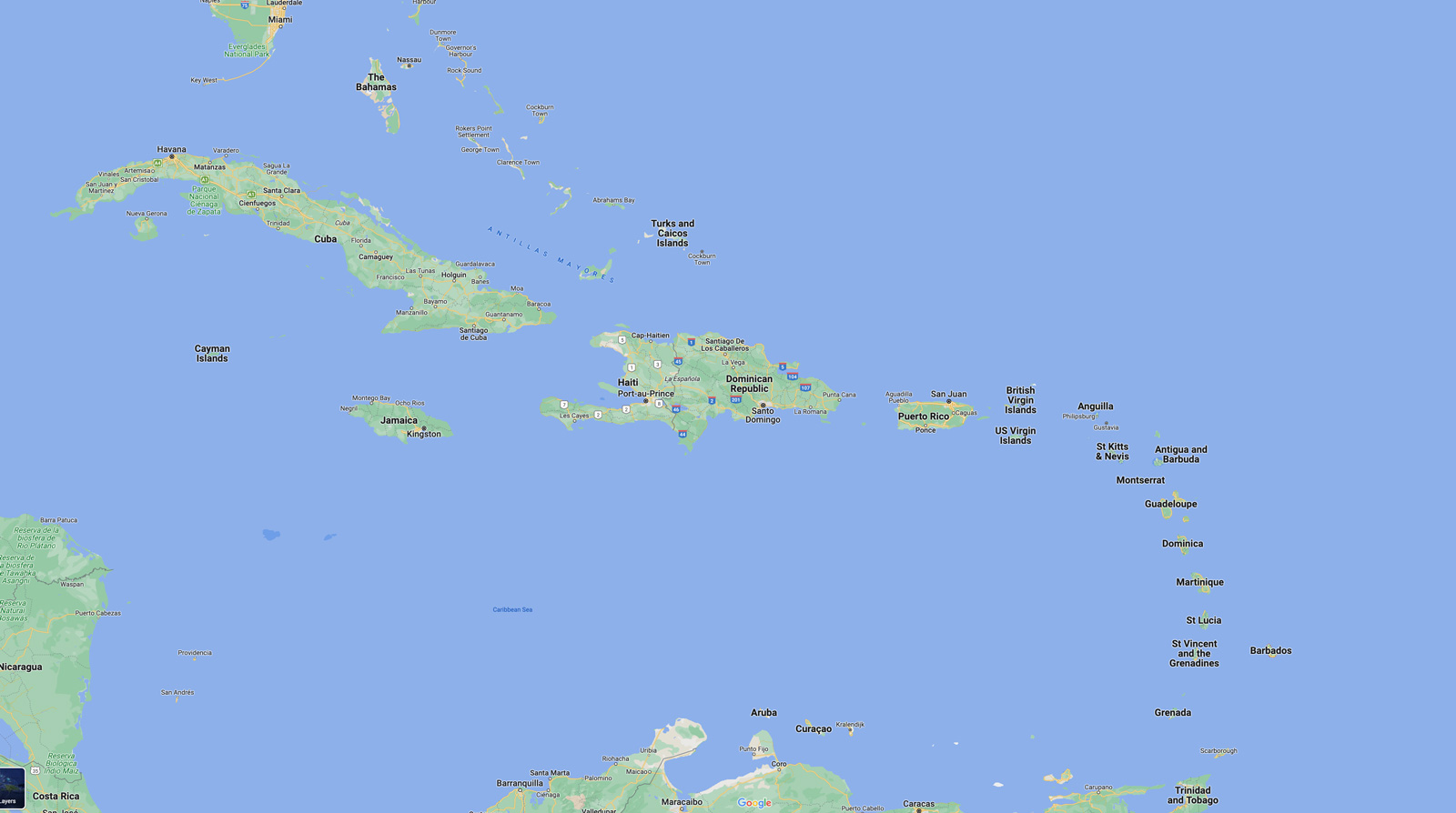 best caribbean islands map