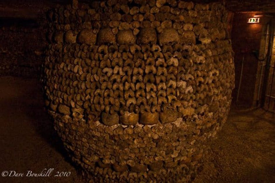 paris catacombs barrel of bones