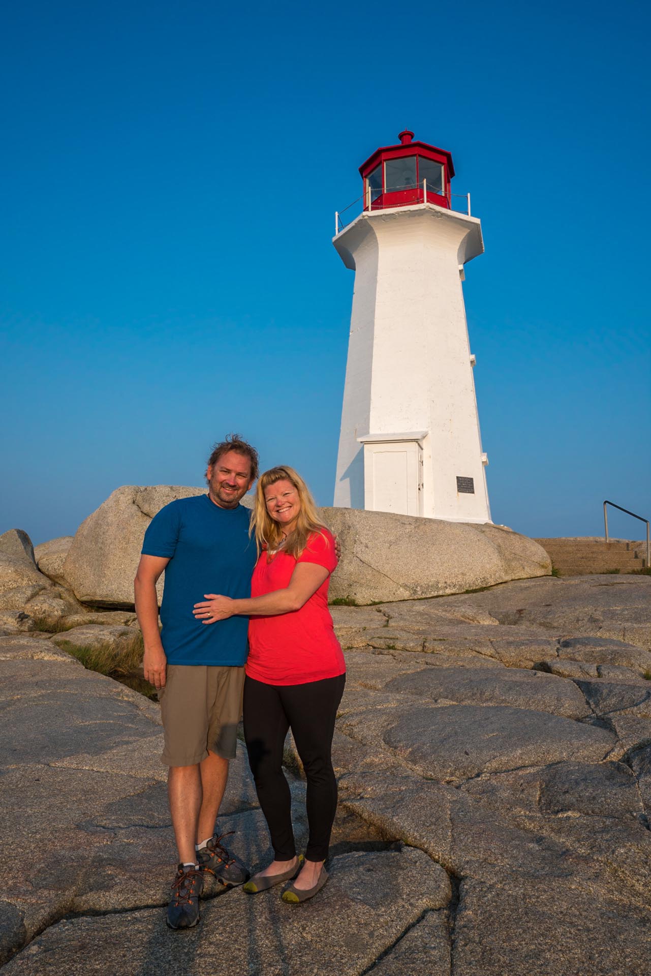 dave and deb at Peggy's Cove Lighthouse