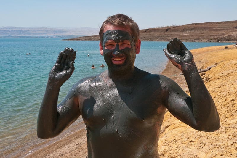 dave covered in Dead Sea mud