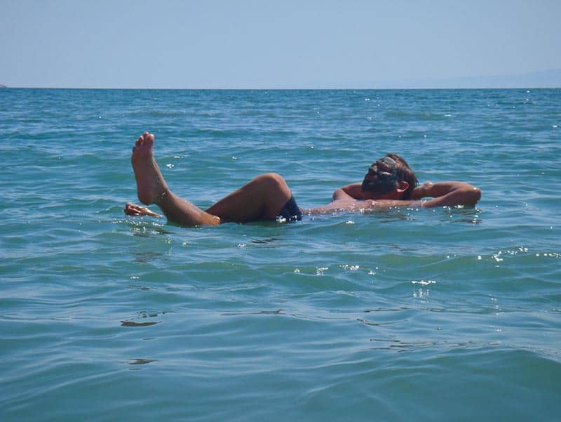 dave floating in the dead sea of Jordan