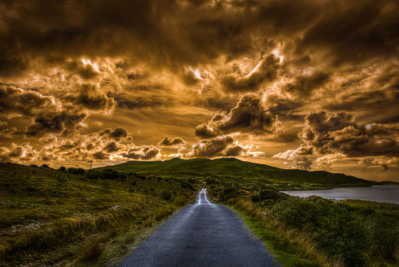 ireland pictures clouds on road