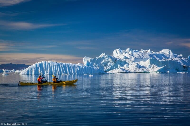 kayaking in Greenland in a double kayak