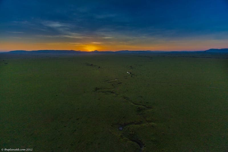 masai mara at sunrise from a hot air balloon