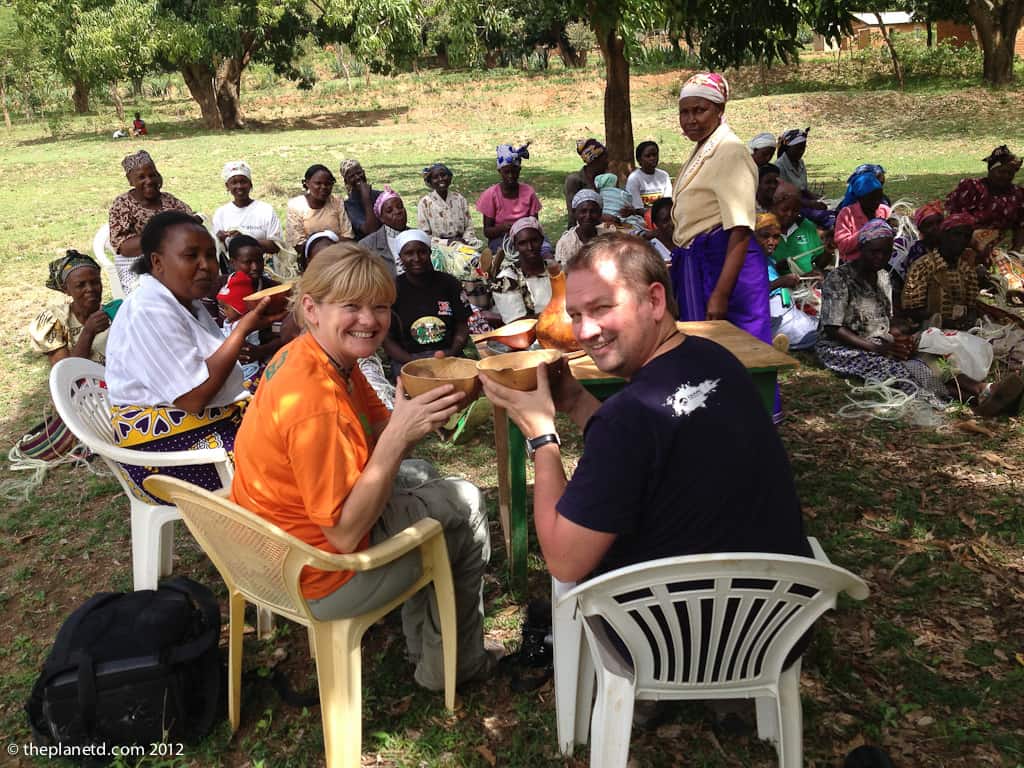 women meeting in a rural Kenya village