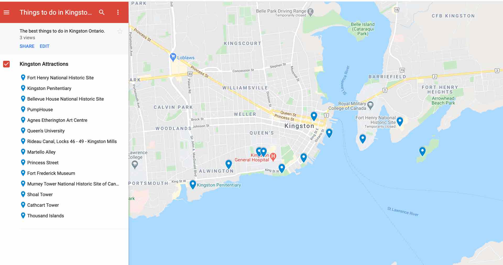 things to do in kingston map