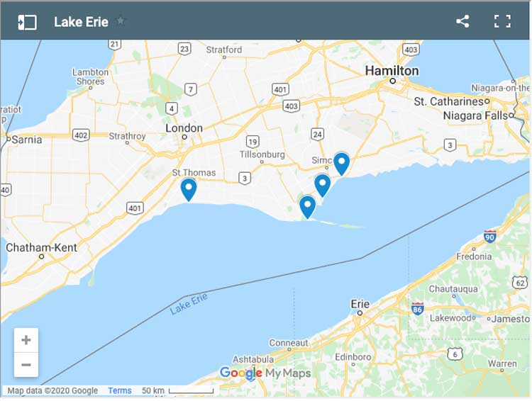 lake erie places to visit map