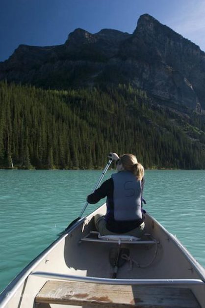 Canoe Lake Louise In Banff National Park, Alberta