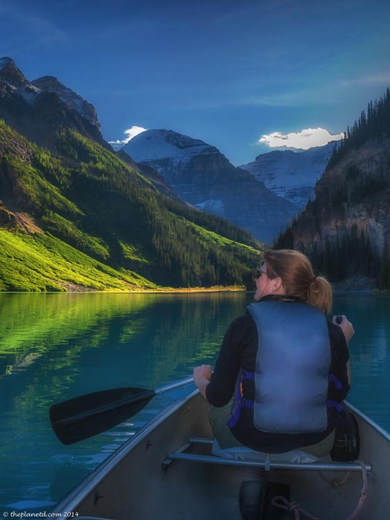 Canoe Lake Louise | Deb paddling