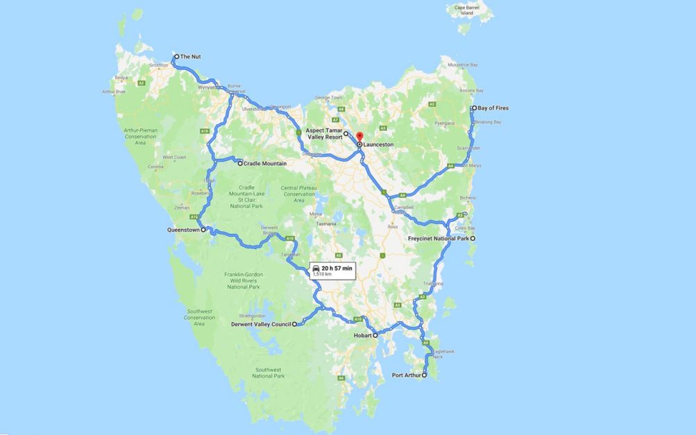 tasmania attractions map | road trip