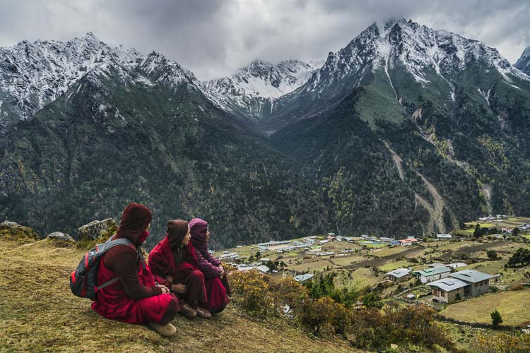 Remote village of Laya in Bhutan