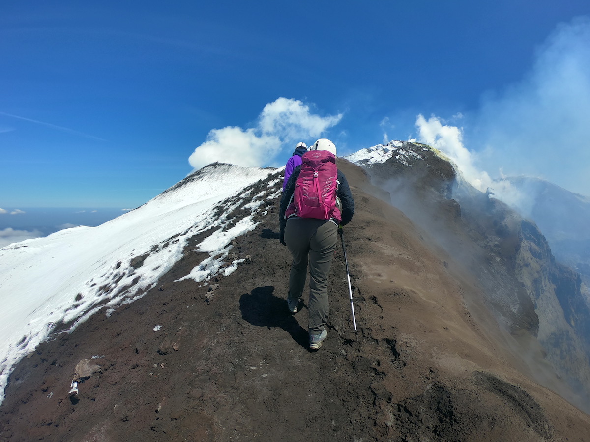 mt etna volcano hike | hikers on crater