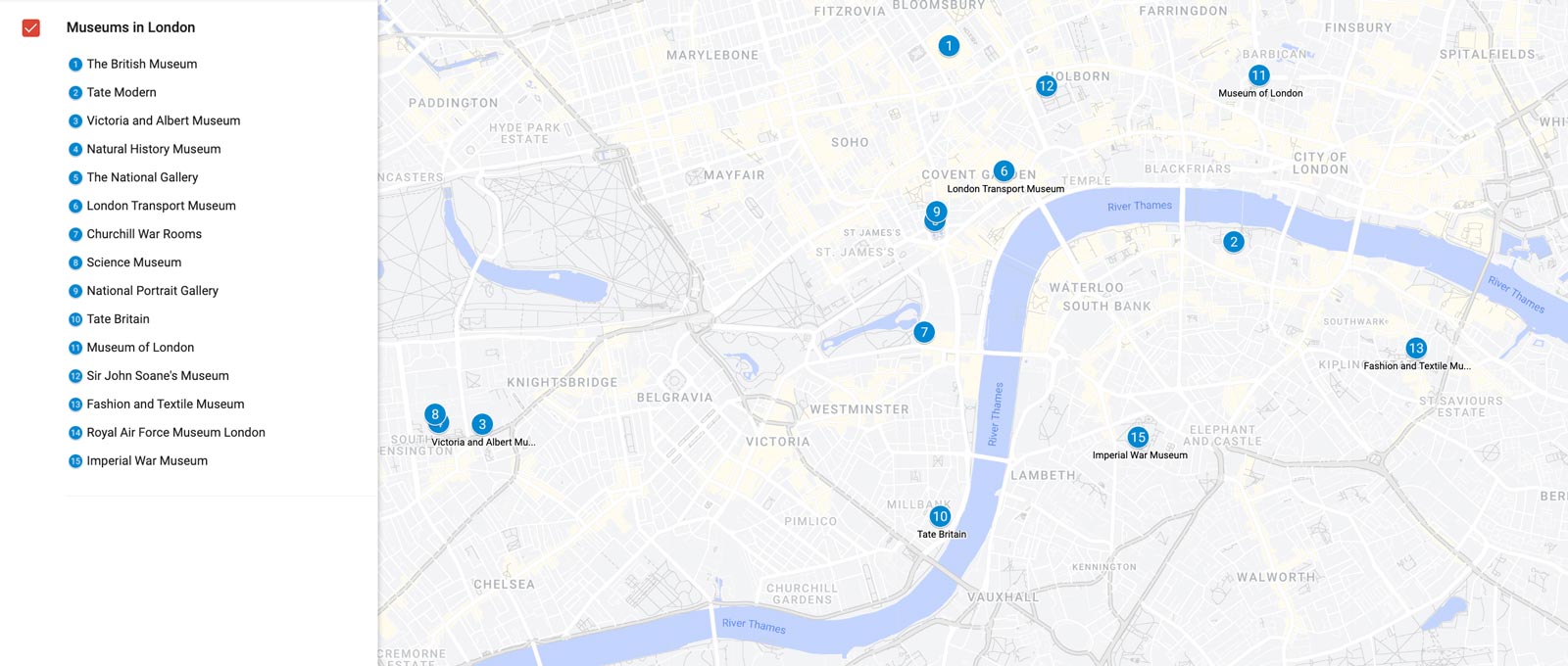Best Museums in London Map