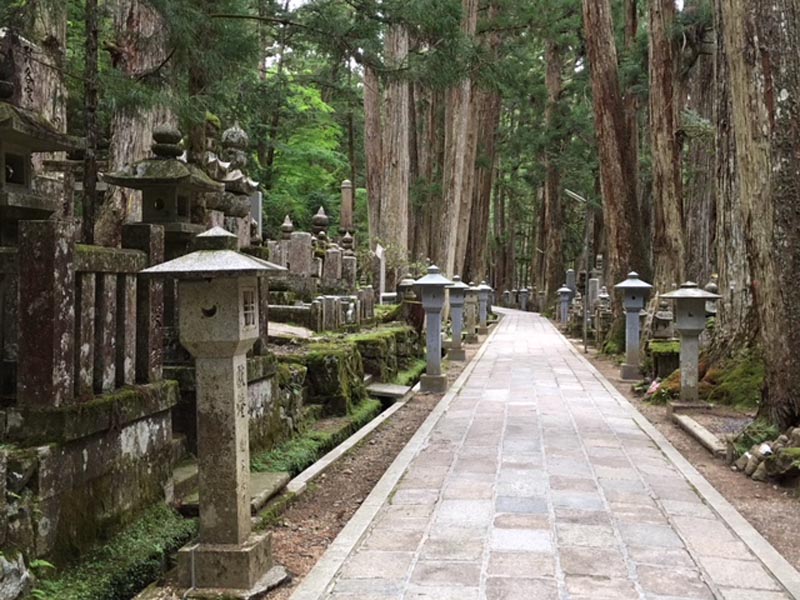 the path of the okunoin cemetery in Japan