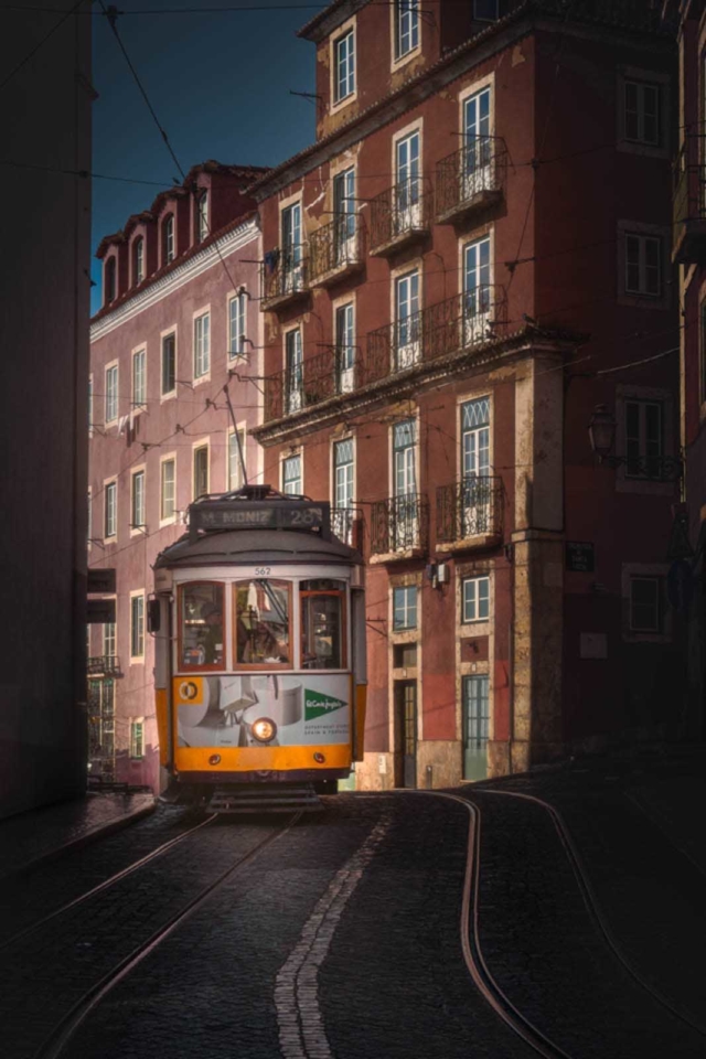 Tram 28 one day in Lisbon, Portugal