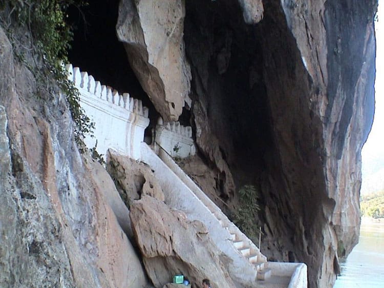 pak ou caves laos | white staircase entrance