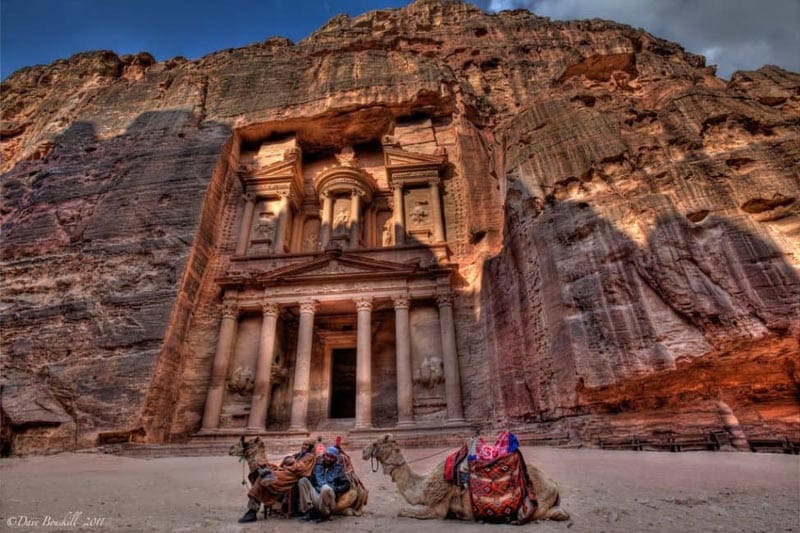 petra treasury with camels