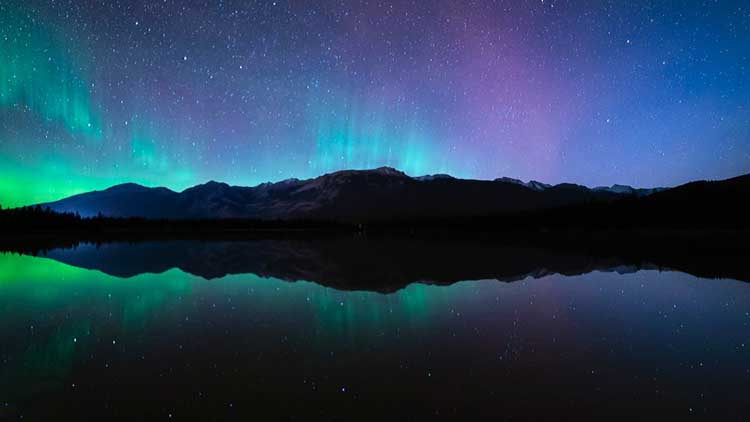 auroa borealis in Jasper national park