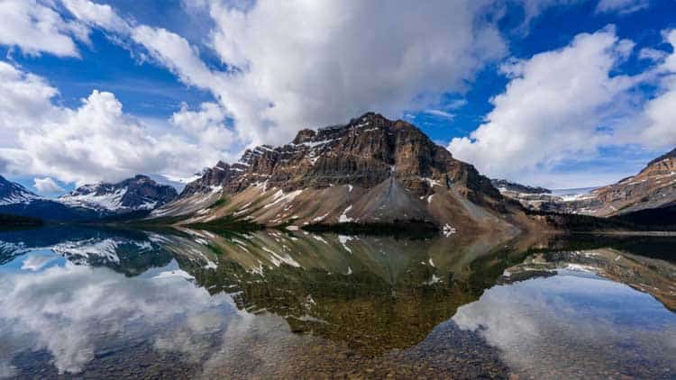 reflections of Bow Lake Alberta Canada