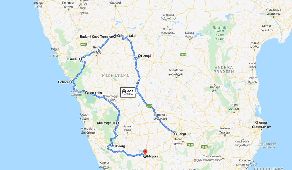 Karnataka India Map of Places to Visit