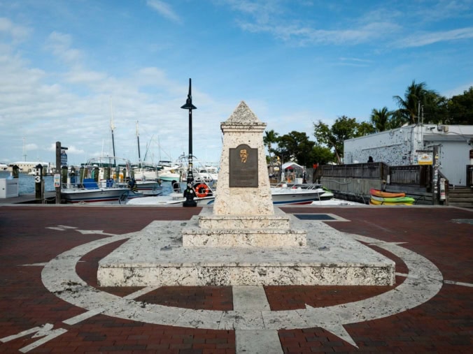 Early morning at the fisherman's monument in Key West Florida.