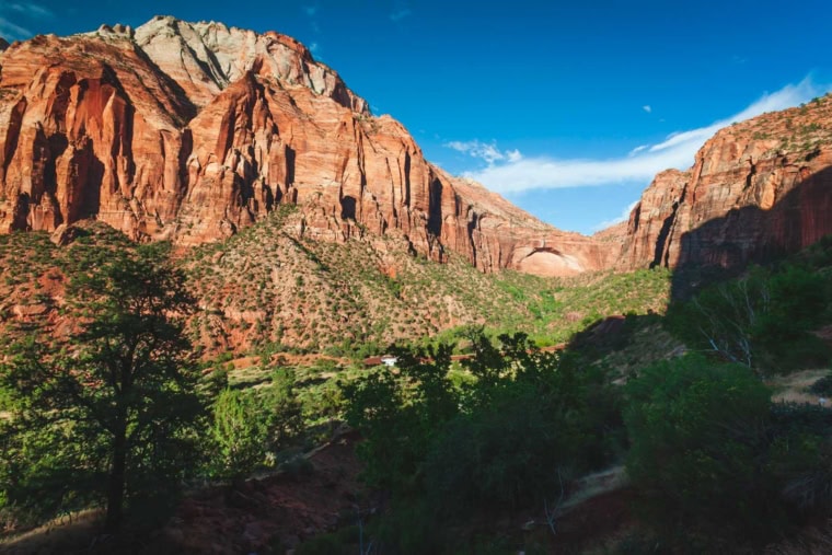 The Zion National Park Valley at sunrise