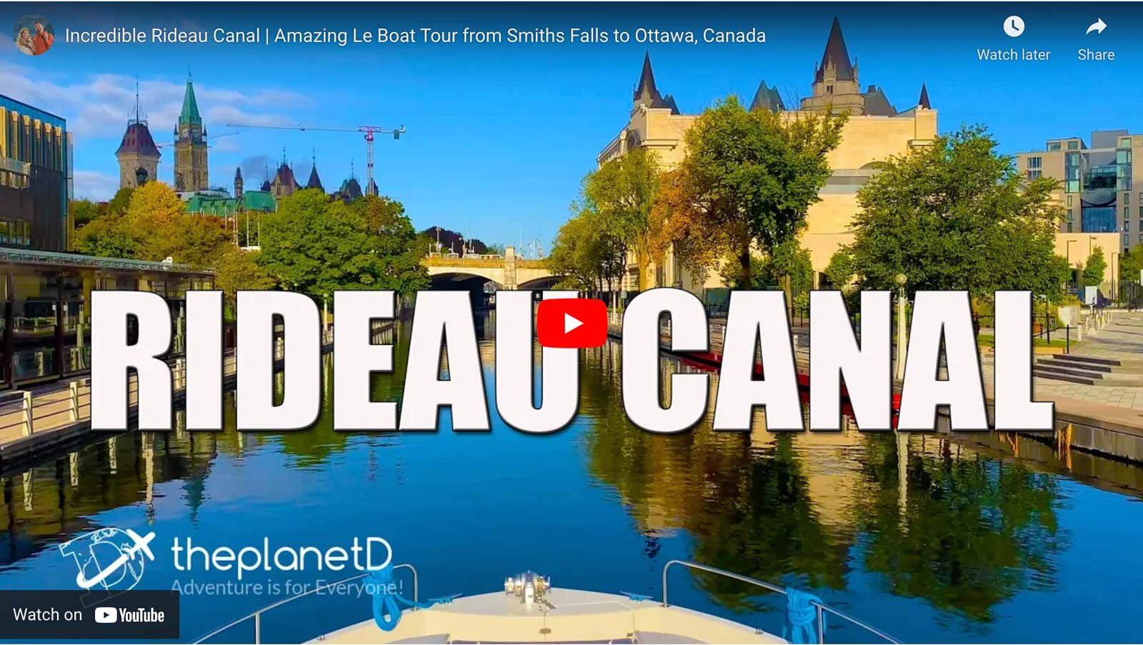 le boat canal cruise to Ottawa
