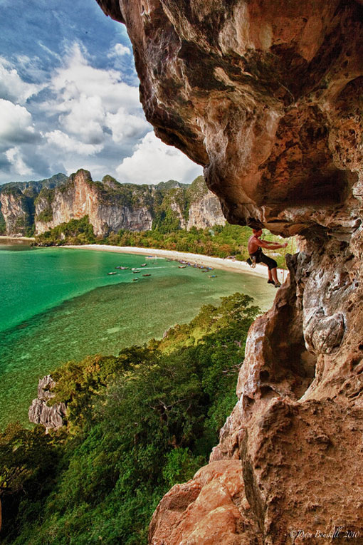 rock climbing in railay ocean