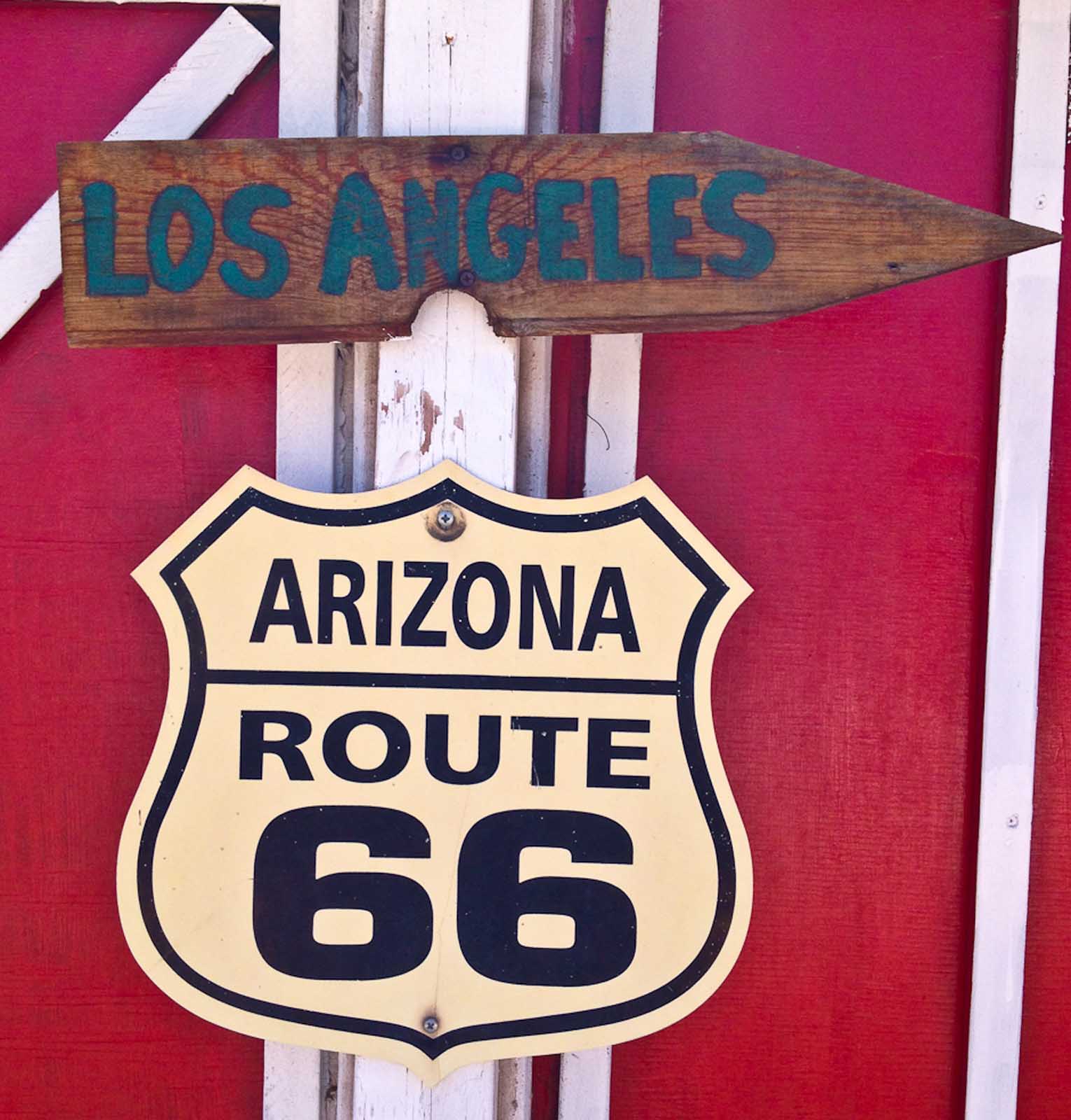 oad trip route 66 arizona sign