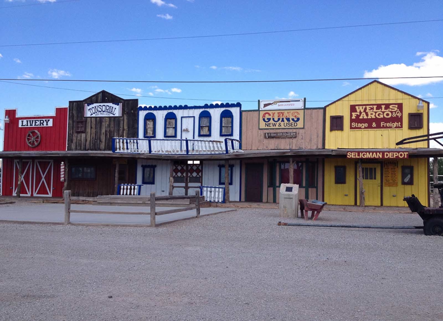 wells fargo and old town facades in arizona