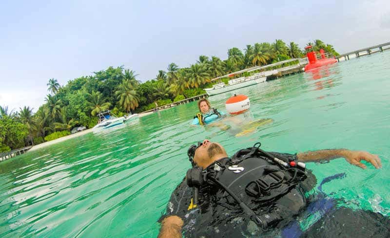Maldives relaxing after scuba diving