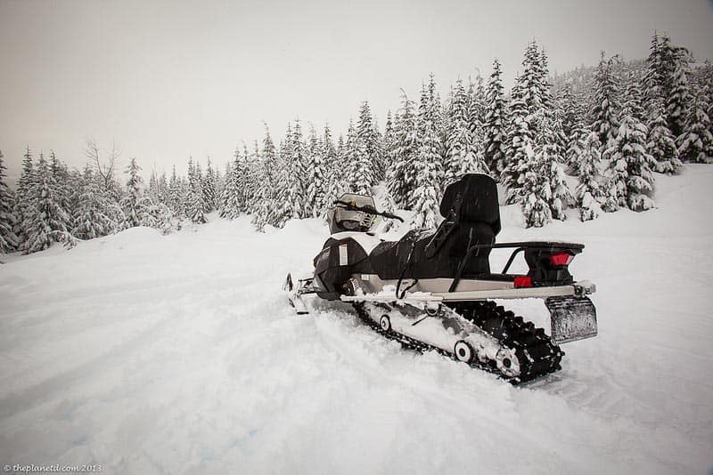 Lone snowmobile in Whistler BC