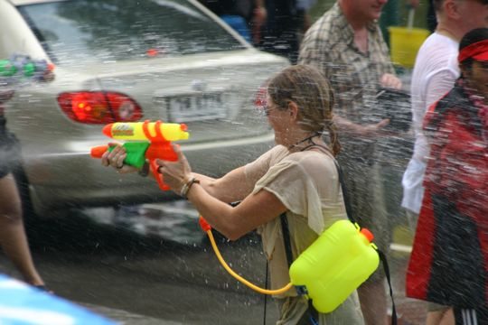 bikini water gun fight game