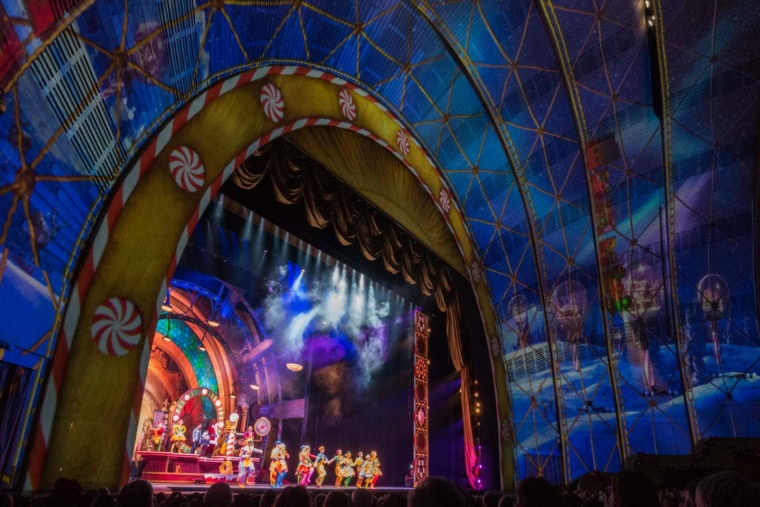 Coloourful stage during the Radio City Christmas Spectacular in NYC