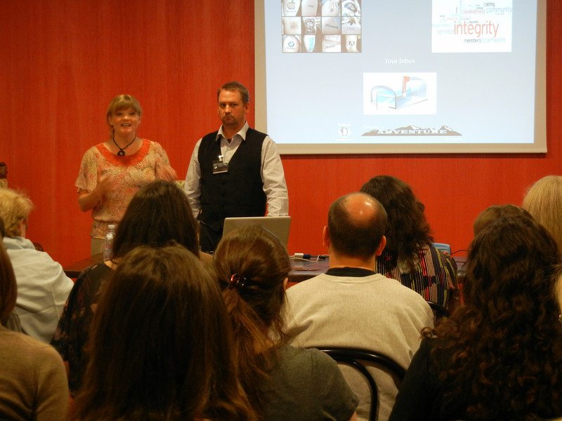 dave and deb speaking at Travel Blogging Conference TBU in Italy