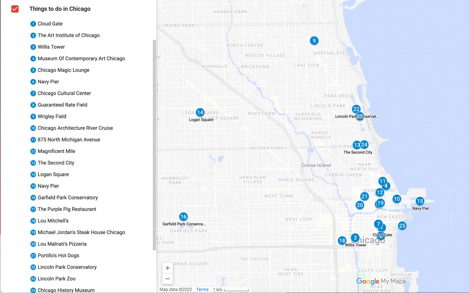 things to do in chicago map