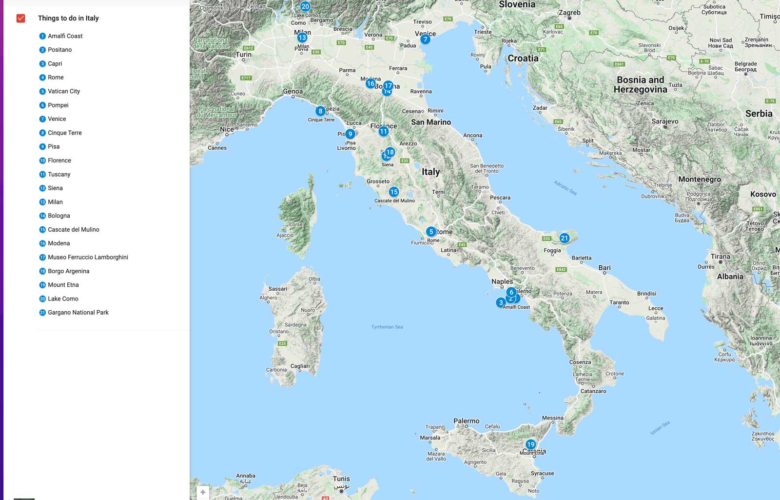 best things to do in Italy map of best places