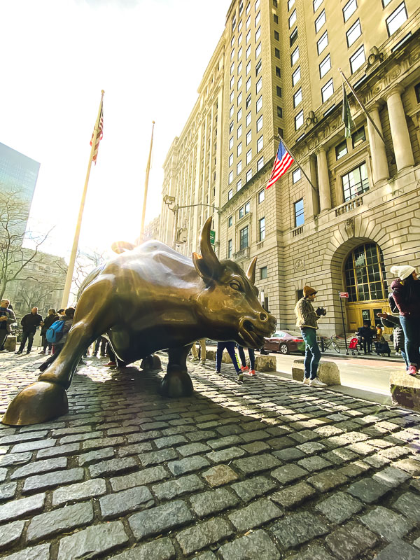 Take a selfie with the Wall Street Bull in New York