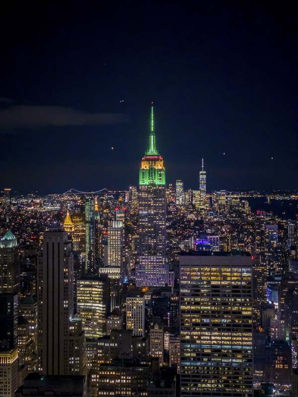 The view from the Top of the Rock in New York City at night