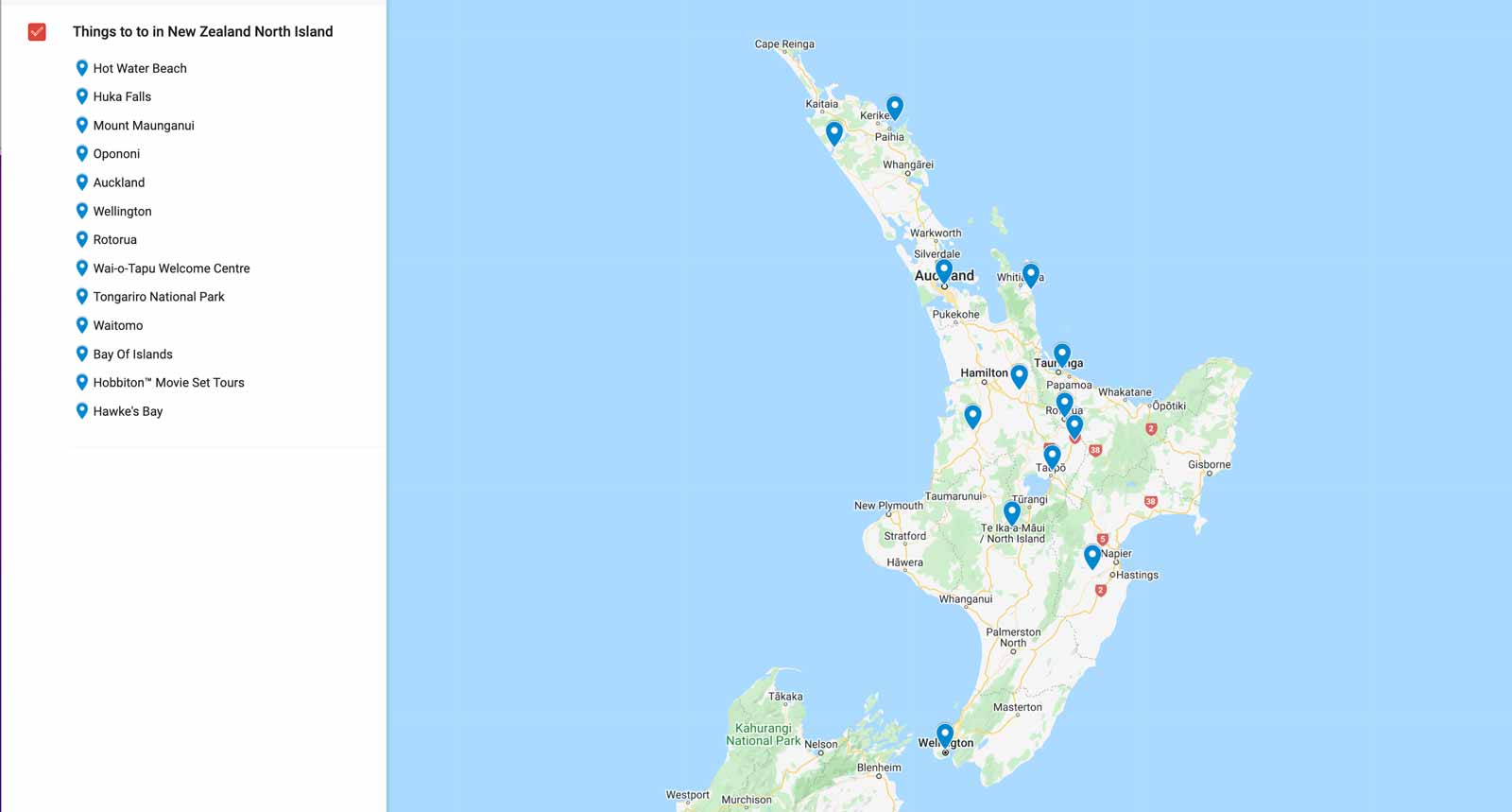 things to do in new zealand map north island