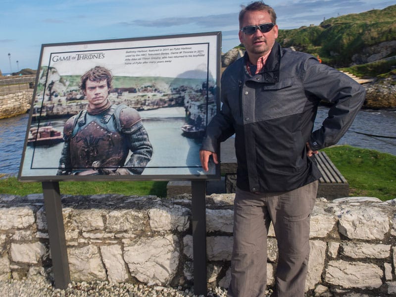 things to do in northern ireland Theon Greyjoy sign at Ballintoy Harbour